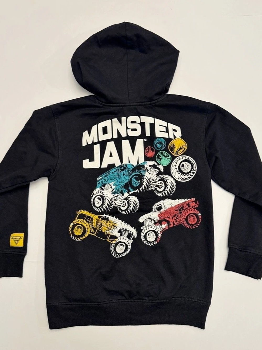 Monster Jam hoodie Kids Black Color Block Boys Large (10-12)